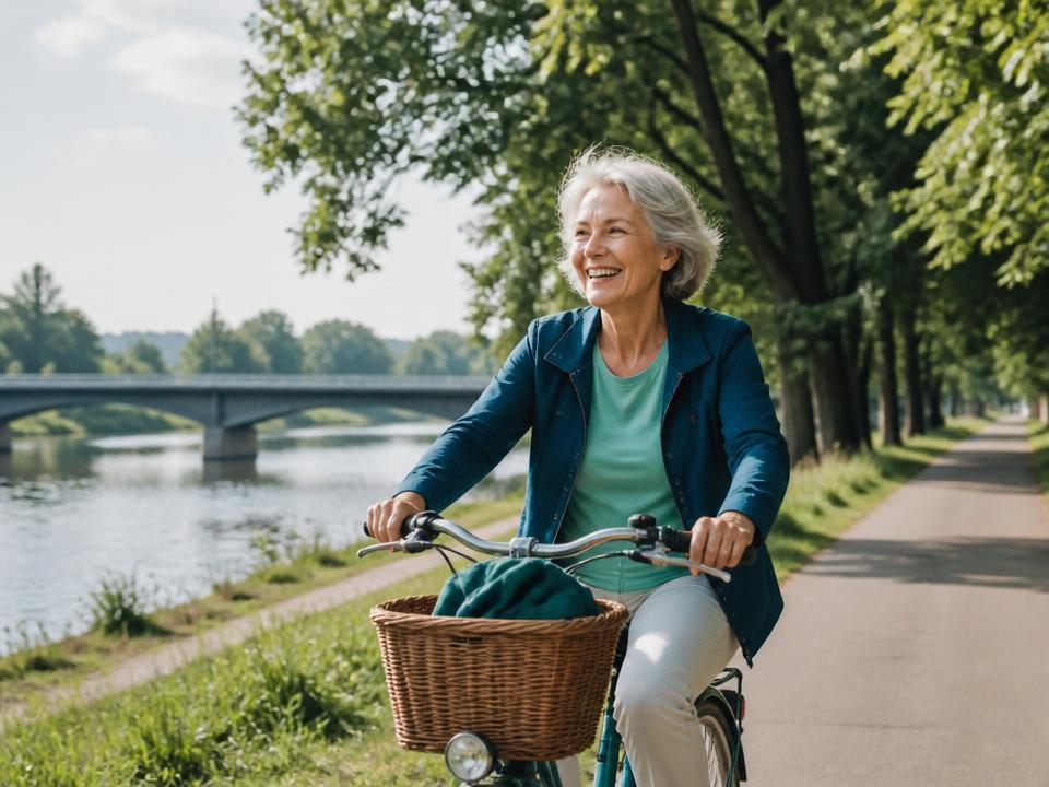 Seniorka jadąca rowerem