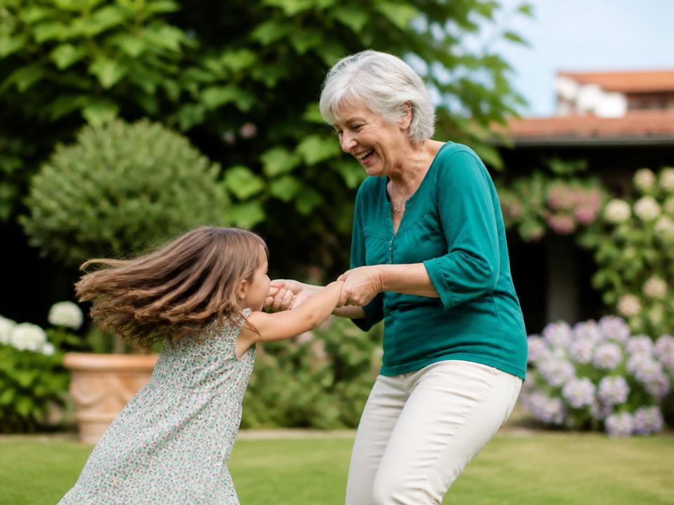 Babcia bawiąca się z wnuczką